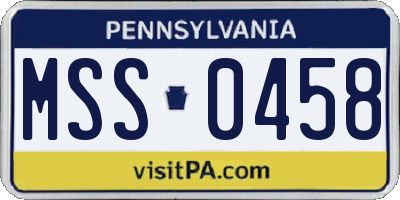PA license plate MSS0458