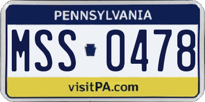 PA license plate MSS0478