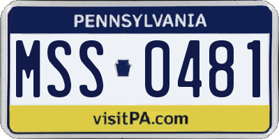 PA license plate MSS0481