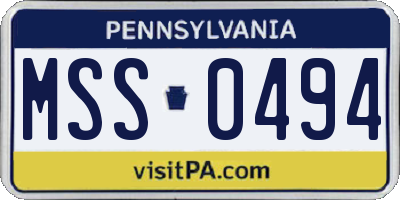 PA license plate MSS0494