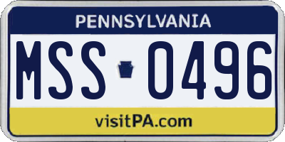 PA license plate MSS0496