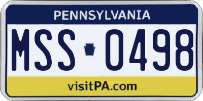 PA license plate MSS0498