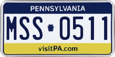 PA license plate MSS0511