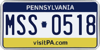 PA license plate MSS0518