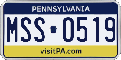 PA license plate MSS0519