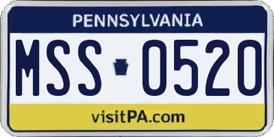 PA license plate MSS0520