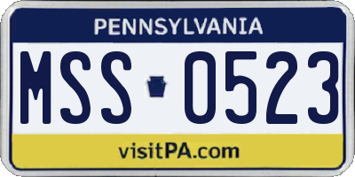 PA license plate MSS0523