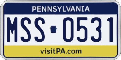 PA license plate MSS0531