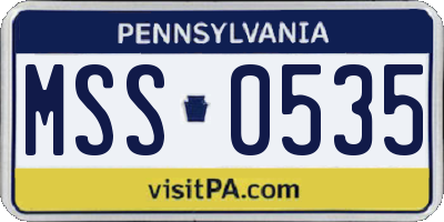 PA license plate MSS0535