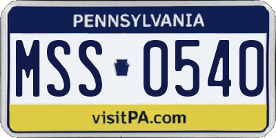 PA license plate MSS0540