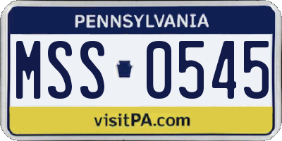 PA license plate MSS0545