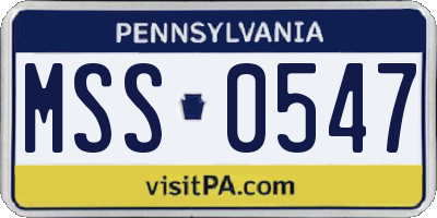PA license plate MSS0547