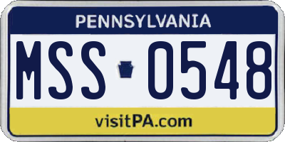 PA license plate MSS0548