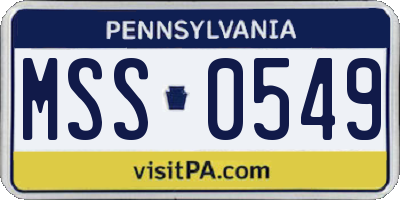 PA license plate MSS0549