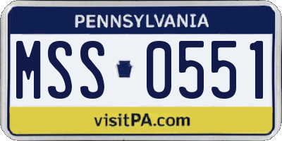 PA license plate MSS0551