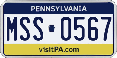 PA license plate MSS0567