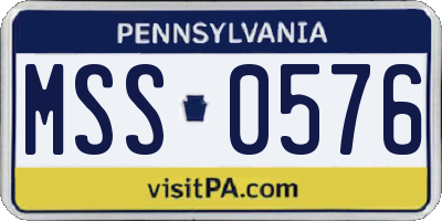 PA license plate MSS0576