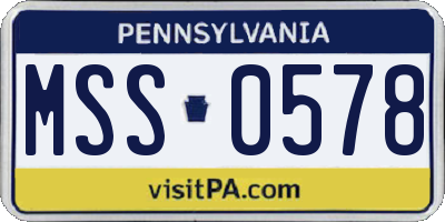 PA license plate MSS0578