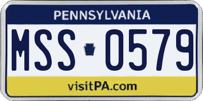 PA license plate MSS0579