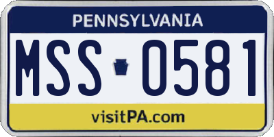 PA license plate MSS0581