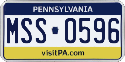PA license plate MSS0596