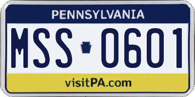PA license plate MSS0601