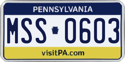 PA license plate MSS0603