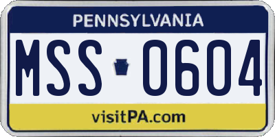 PA license plate MSS0604
