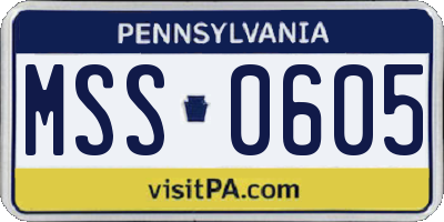 PA license plate MSS0605