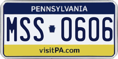PA license plate MSS0606