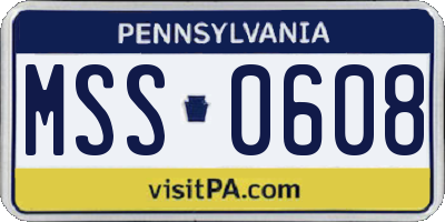 PA license plate MSS0608