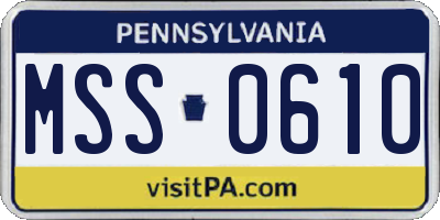 PA license plate MSS0610