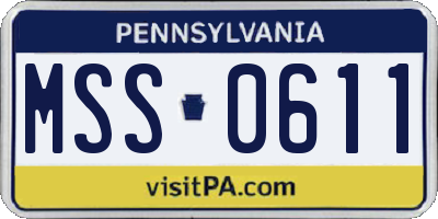 PA license plate MSS0611