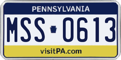 PA license plate MSS0613