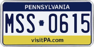 PA license plate MSS0615