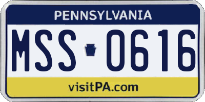 PA license plate MSS0616