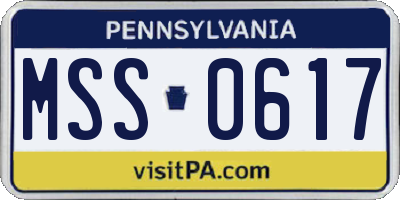 PA license plate MSS0617