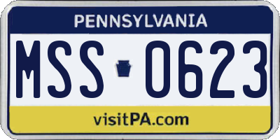 PA license plate MSS0623