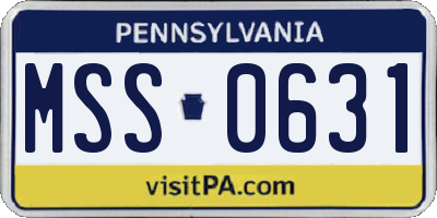 PA license plate MSS0631