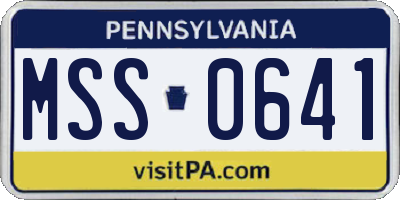 PA license plate MSS0641