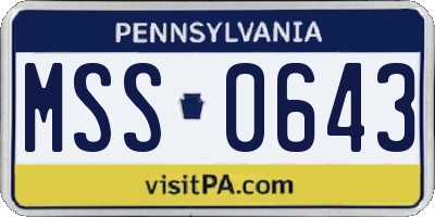PA license plate MSS0643