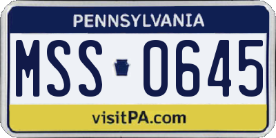 PA license plate MSS0645