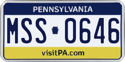 PA license plate MSS0646