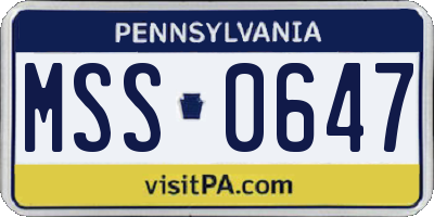 PA license plate MSS0647