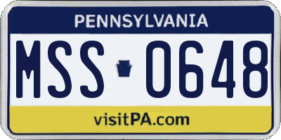 PA license plate MSS0648
