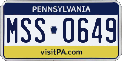 PA license plate MSS0649