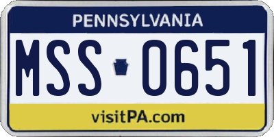 PA license plate MSS0651