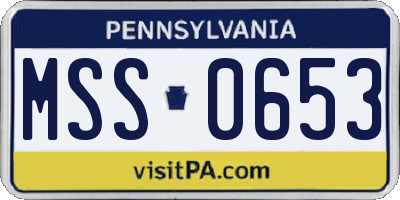 PA license plate MSS0653