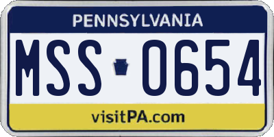 PA license plate MSS0654