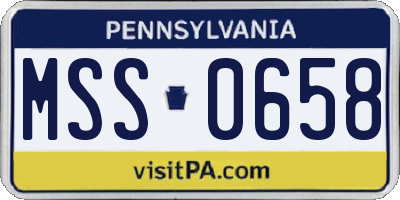 PA license plate MSS0658